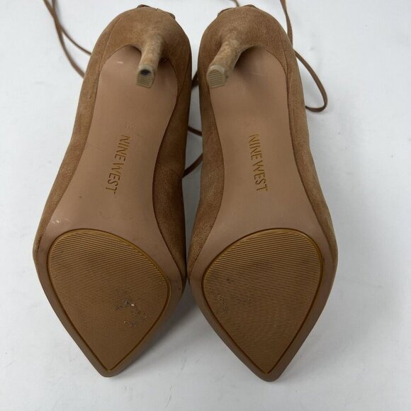 Nine West Size 5 Light Brown Tie Up NWEBBA Leather Stiletto Heels - Picture 4 of 8